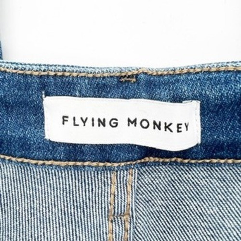 Flying Monkey High Rise Straight Leg Distressed Raw Hem Blue Jeans F4225 Size 27 - Picture 4 of 6